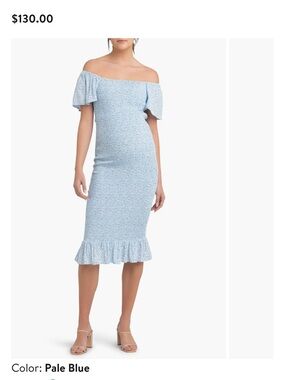 Ripe Pale Blue Selma Shirred Fitted Maternity Dress